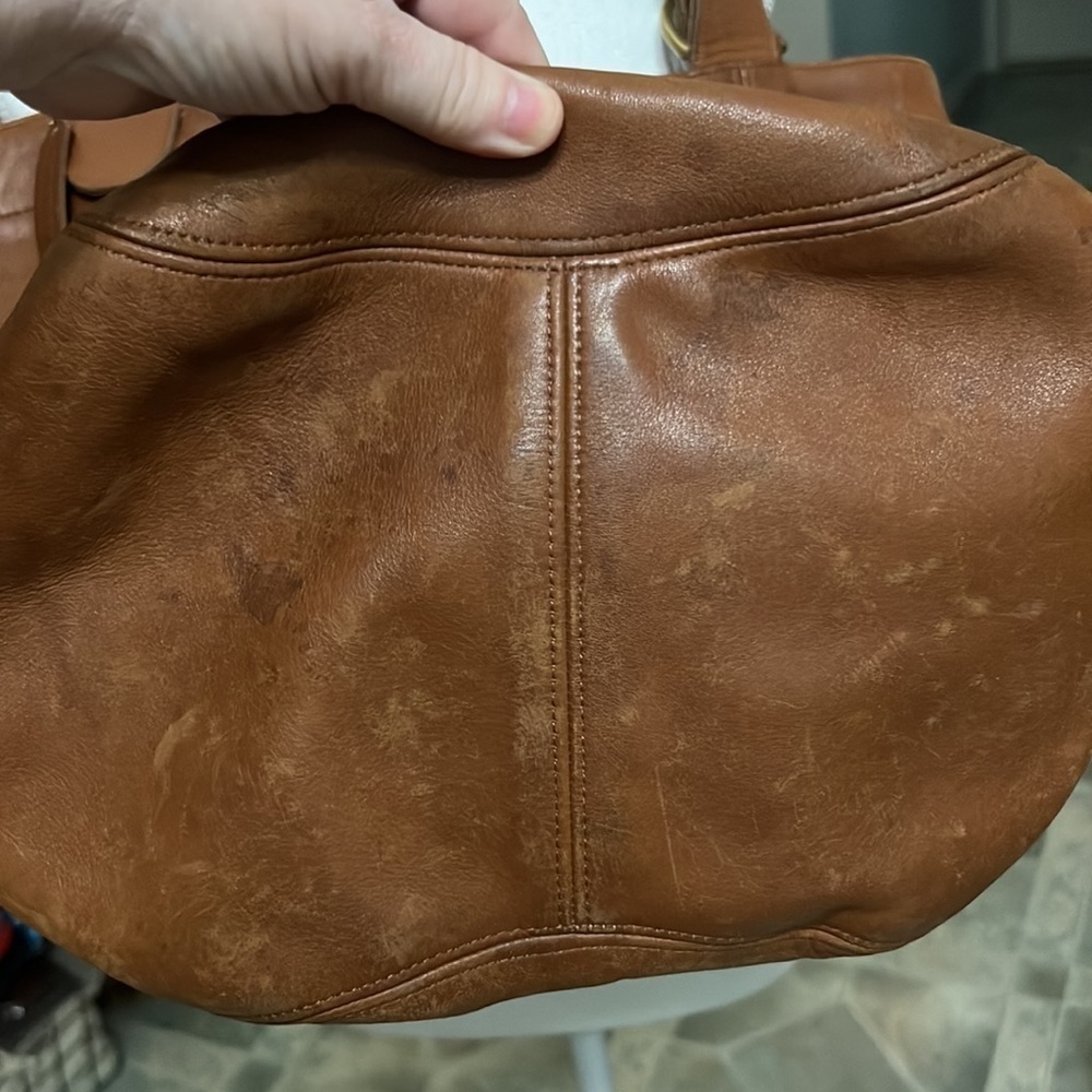 VTG COACH tote bucket bag naturally aged brown leather DYI beauty flawed gem - Picture 16 of 17